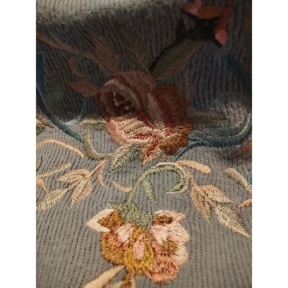 Together Blue Cotton Embroidered Turtle Neck Sweater Women Size Medium - Picture 8 of 8